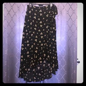 Floral black flowy maxi skirt with tie from AE
